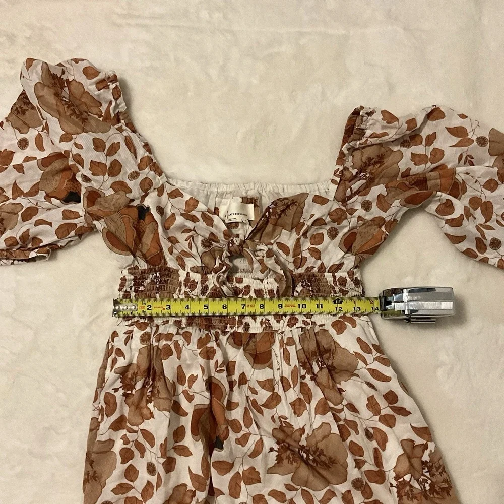 Anthropologie Tiered Floral Maxi Dress Size S Fits Like M Brown And White - Picture 7 of 9